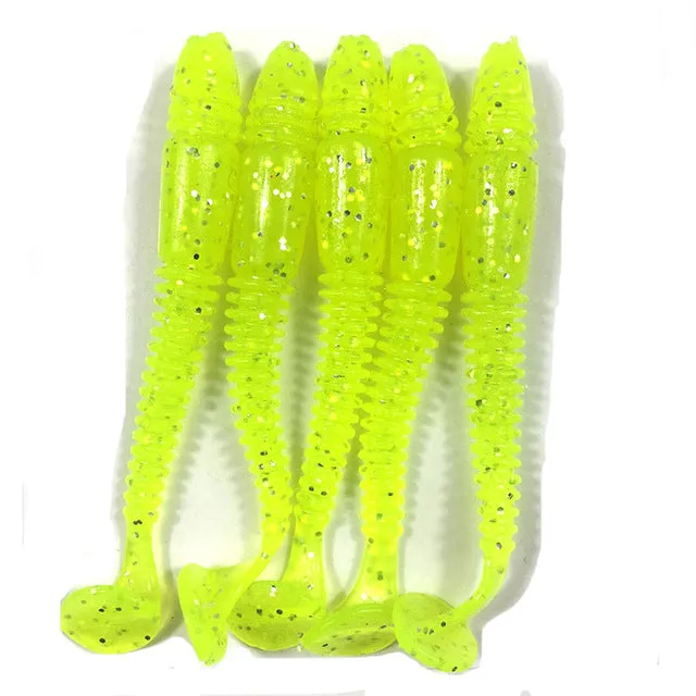 5pcs/lot 83mm 4.5g silicone bait fishing lure iscas artificiais para pesca Swimbait  Worm soft lure fishing accessories WQ147