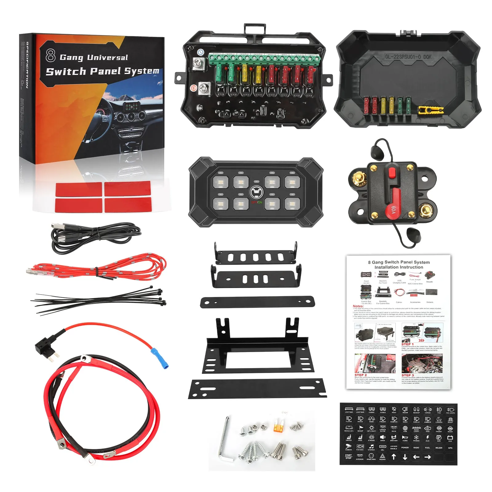 8 Gang Switch Panel for Automotive and Off Road