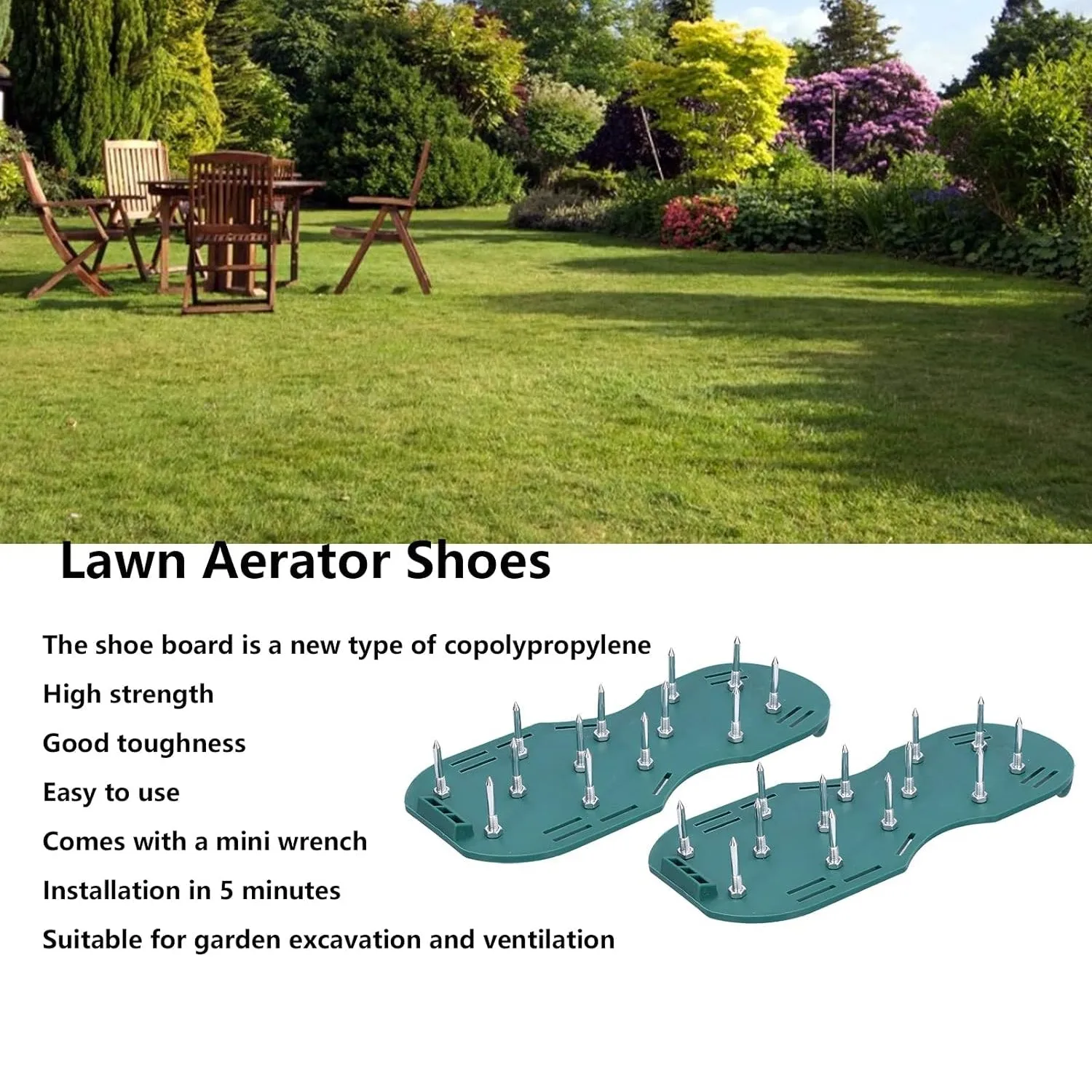 8502 Lawn Aerator Sandals, Garden Grass Aerator Spiked Sandals Green Studded Shoes for Yard Patio Garden Excavation