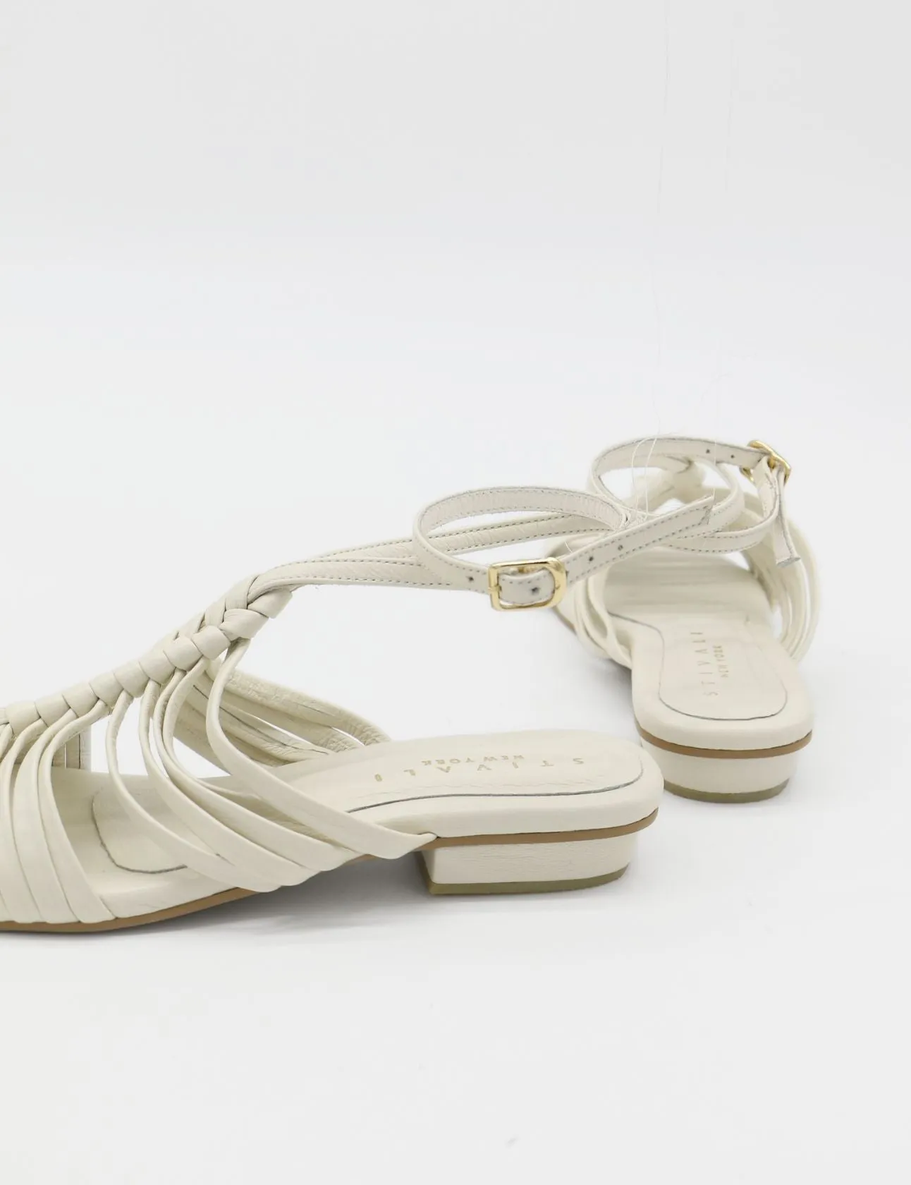 Aphrodita braided crochet sandals in off white leather women shoes