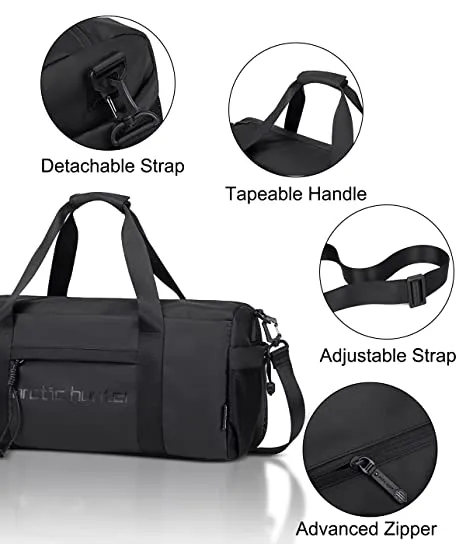 Arctic Hunter Gym Bags for Men Travel Duffle Bag 28L Polyester Sports Bag with Shoes Compartment (AH-LX00537 Duffle Bag-Black)