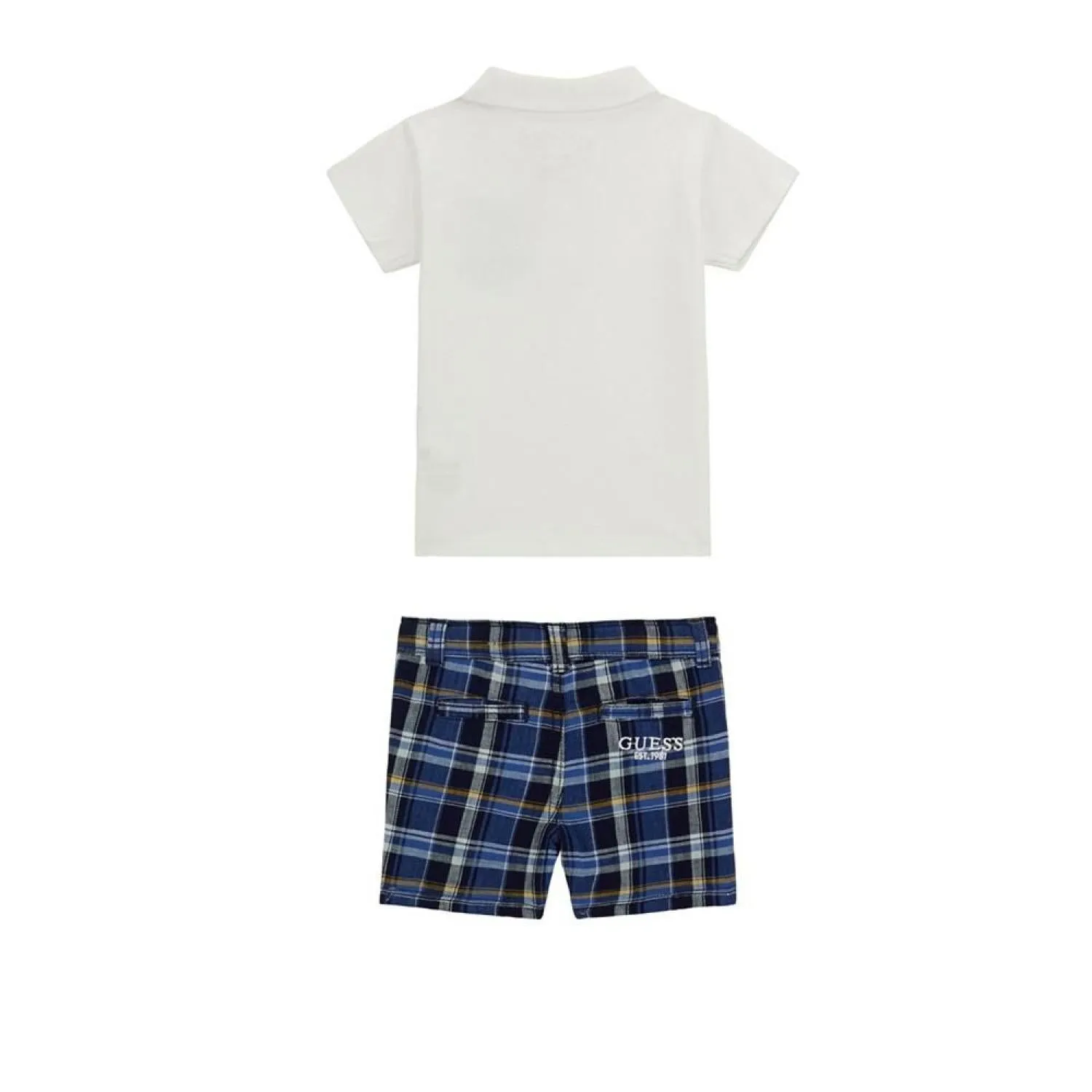 Baby Boys Short Sleeve Polo Shirt and Plaid Shorts Set