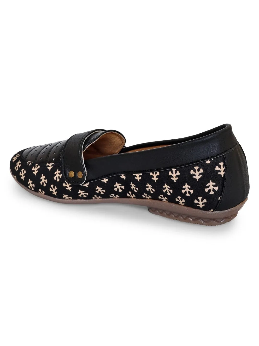 Black Block Print Moccasins