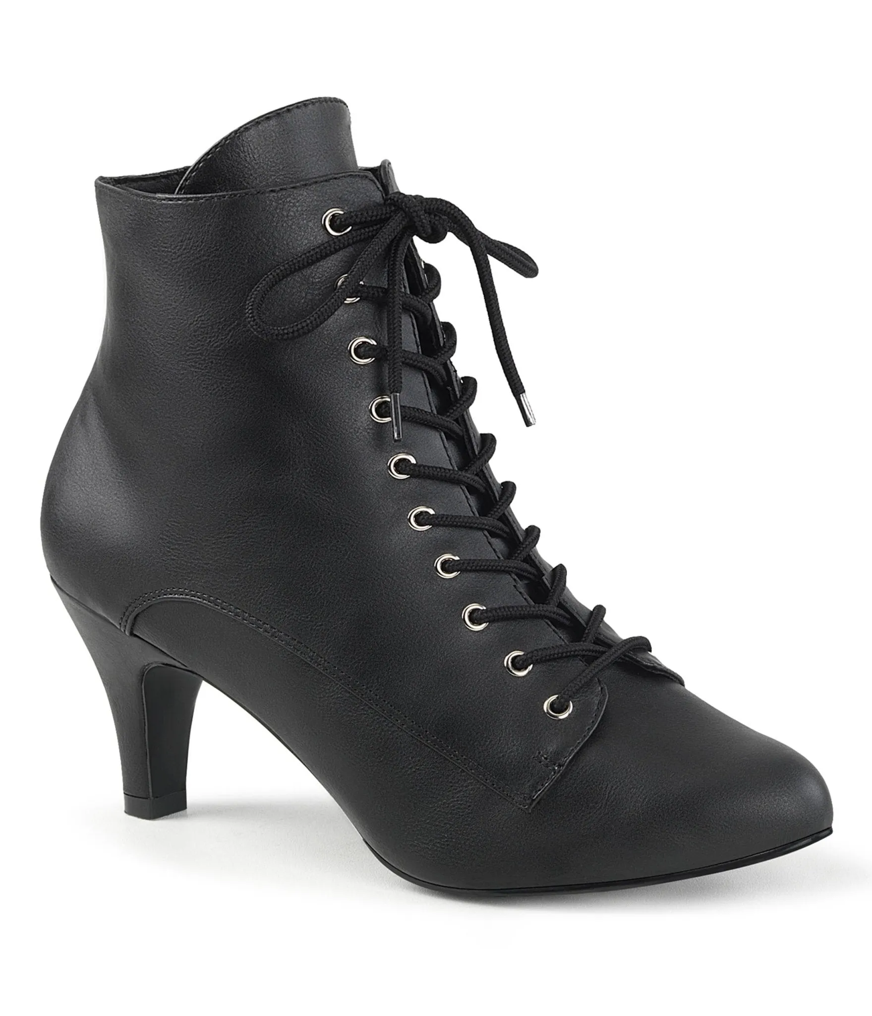 Black Leatherette Heeled Ankle Boots