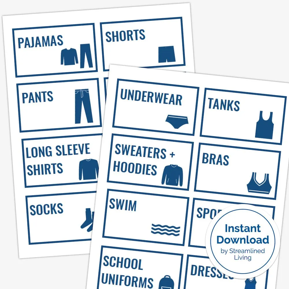 Blue Clothing Organizing Labels