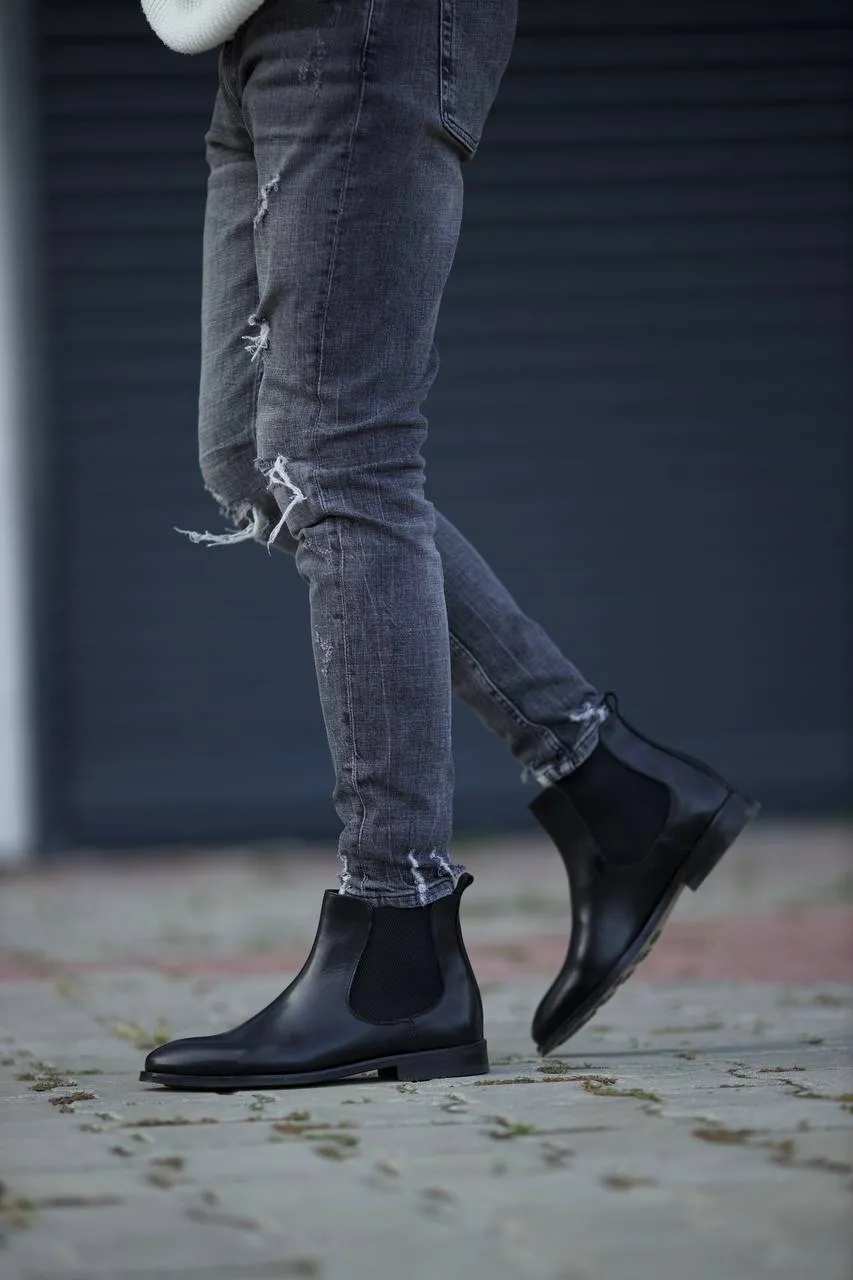 Bojoni Omaha Leather Black Chelsea Boots Shoes