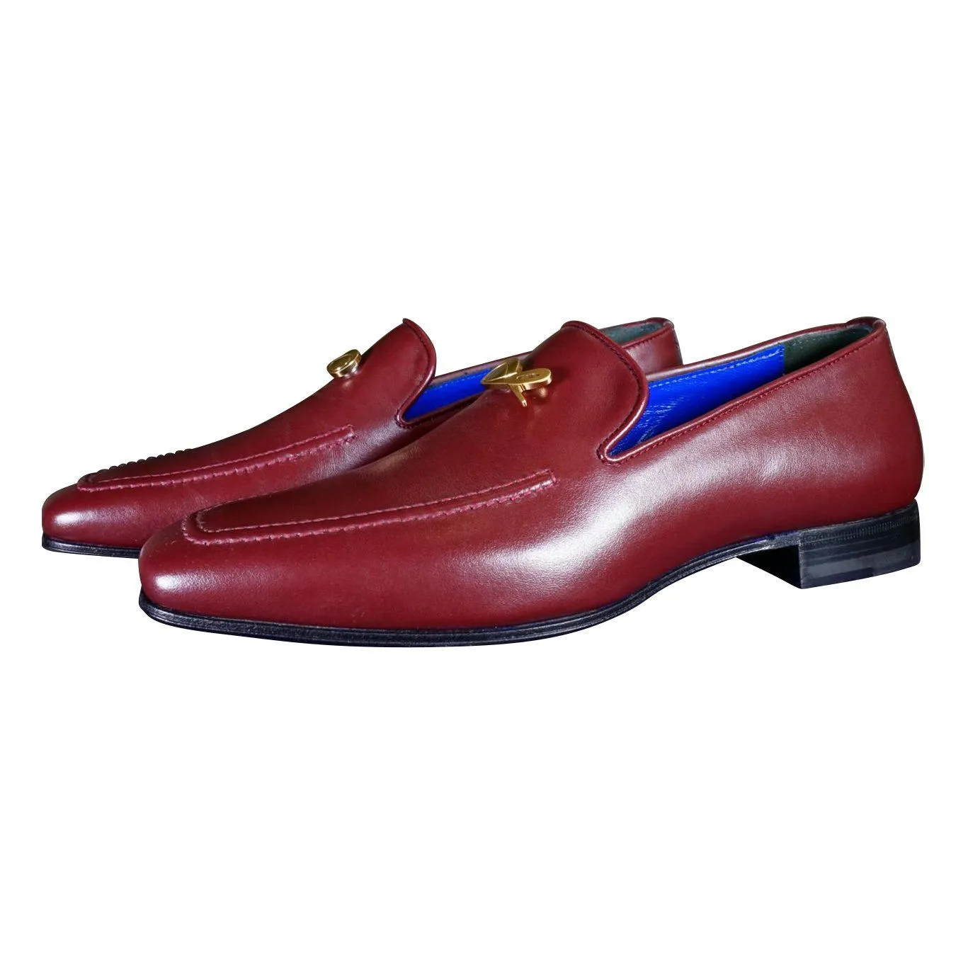 Bordo With Yellow Gold Hardware Leather Loafers