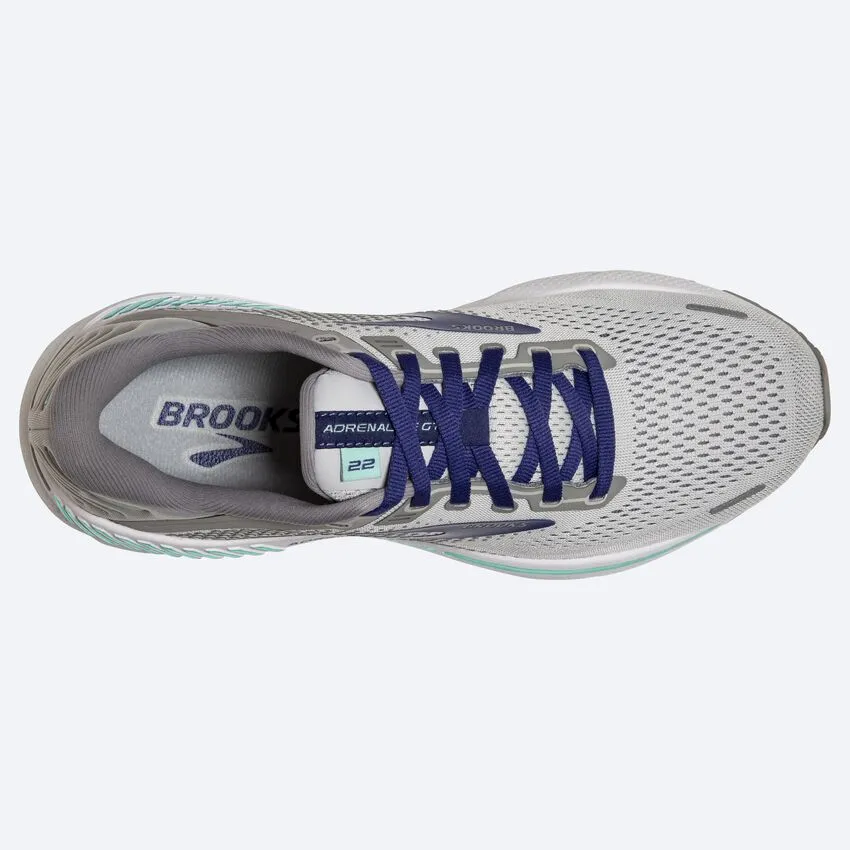 Brooks Womens Adrenaline GTS 22 Wide- Alloy/Green/Blue (1203531D045)