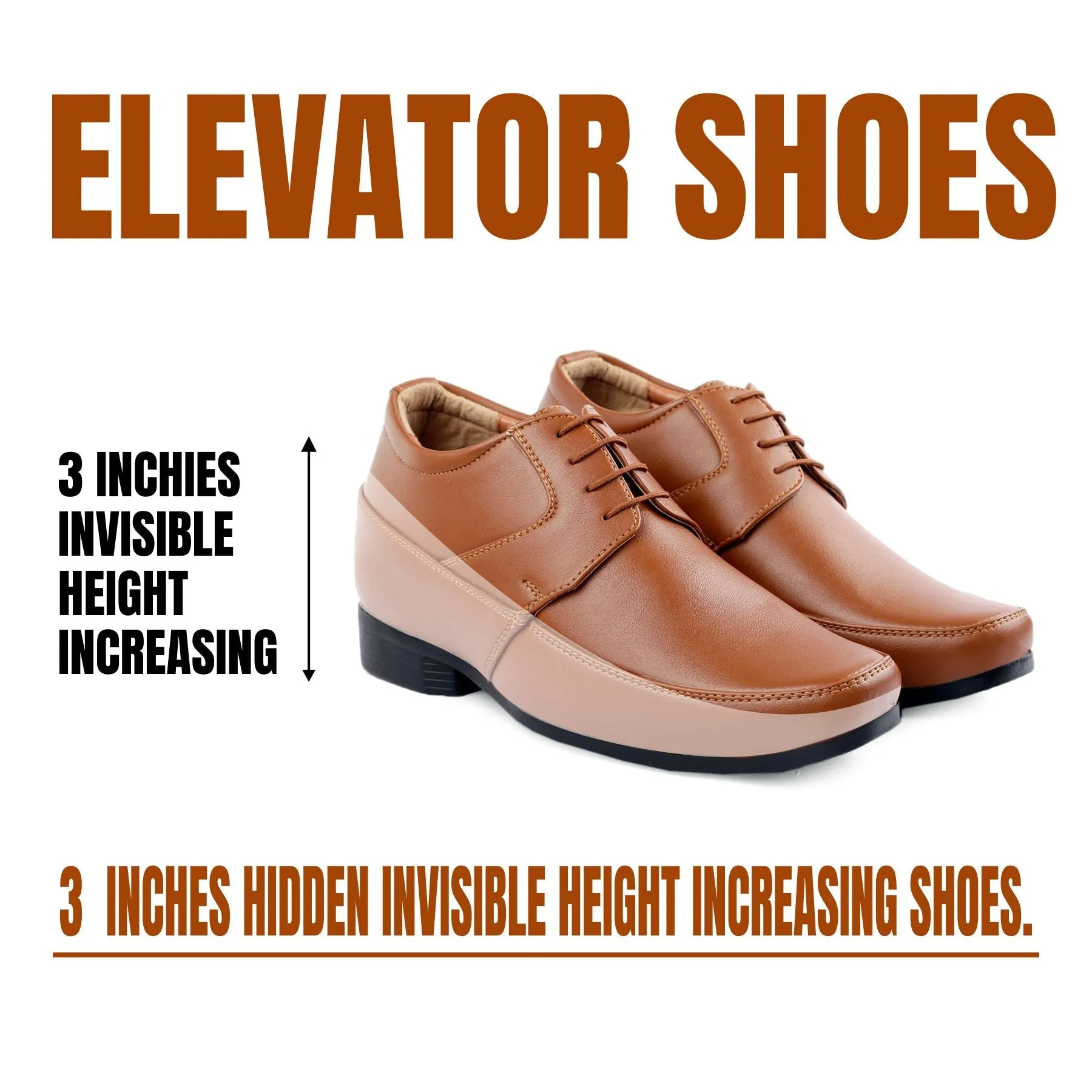 Bxxy's 3 inch Hidden Height Increasing Elevator Shoes For Men