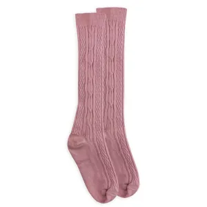 Cable Knee High Socks -- Mauve