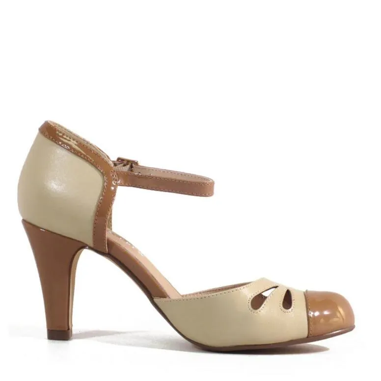 Chelsea Crew Tan Nude Retro Strap Heel Shoes