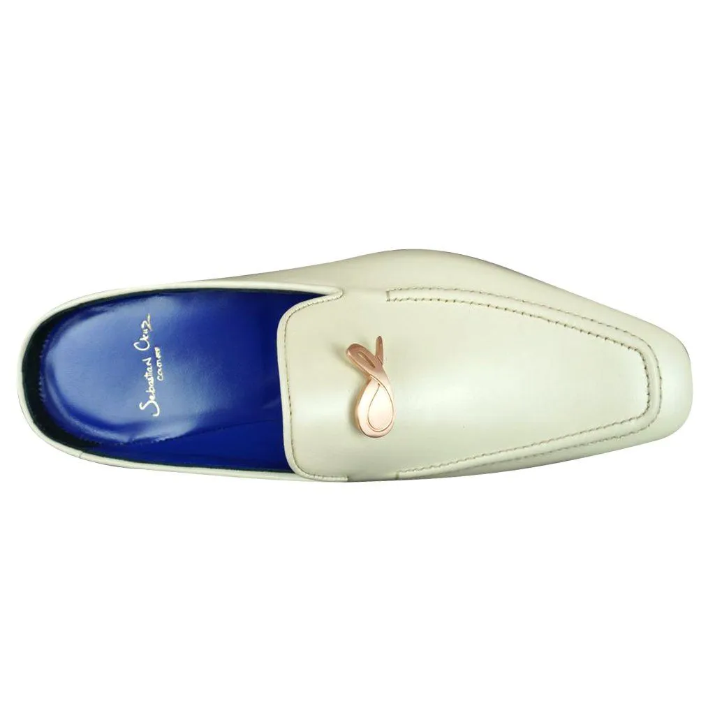 Classica Mascarpone With Rose Gold Hardware Leather Slippers