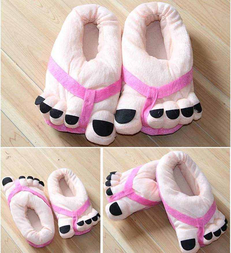 COVER HEEL Cartoon Big Toes Funny Winter Warm Slipper Household Shoes