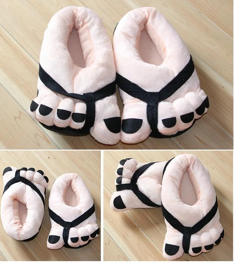 COVER HEEL Cartoon Big Toes Funny Winter Warm Slipper Household Shoes