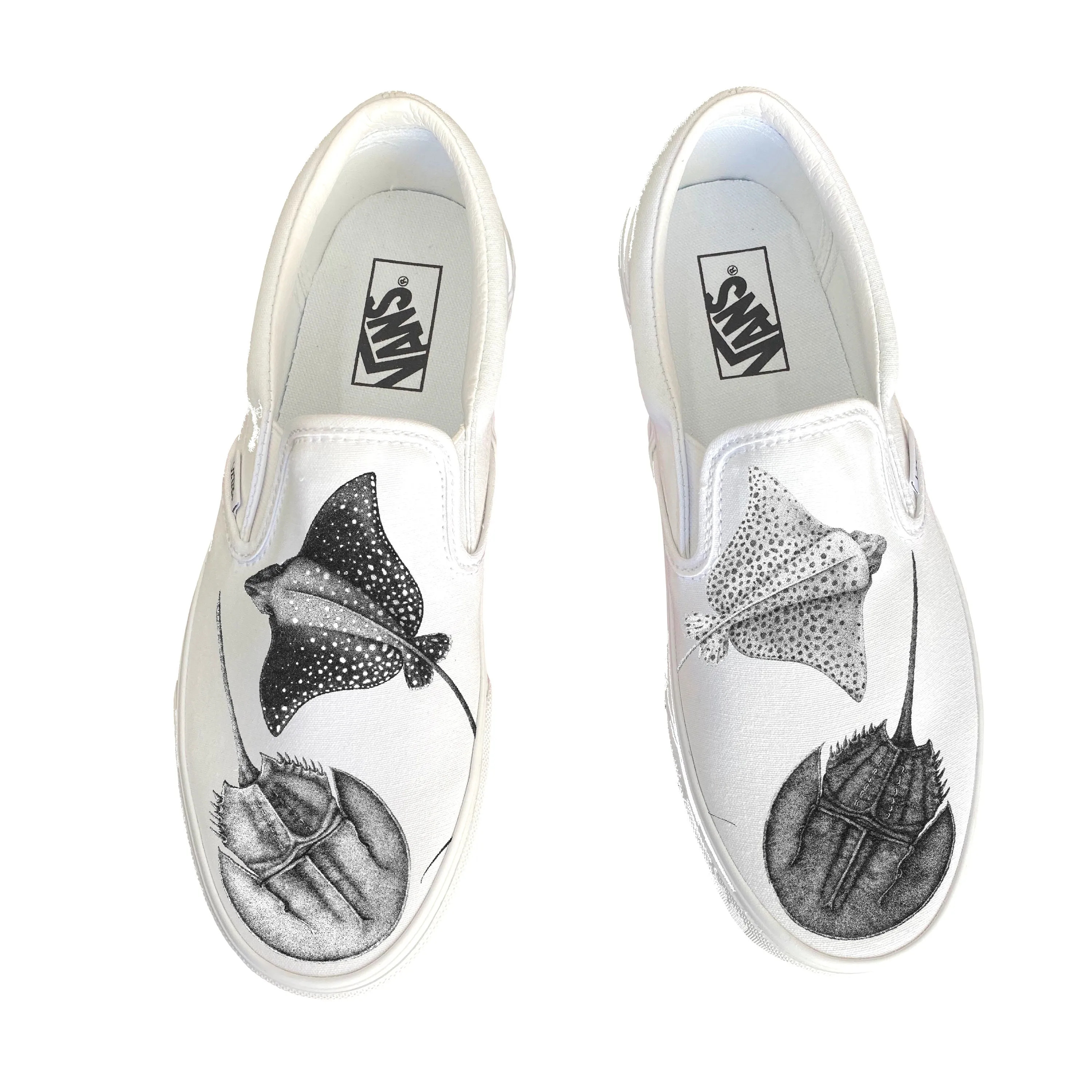 Custom Vans Shoes - Day and Night Slip On Vans - Black Or White Vans