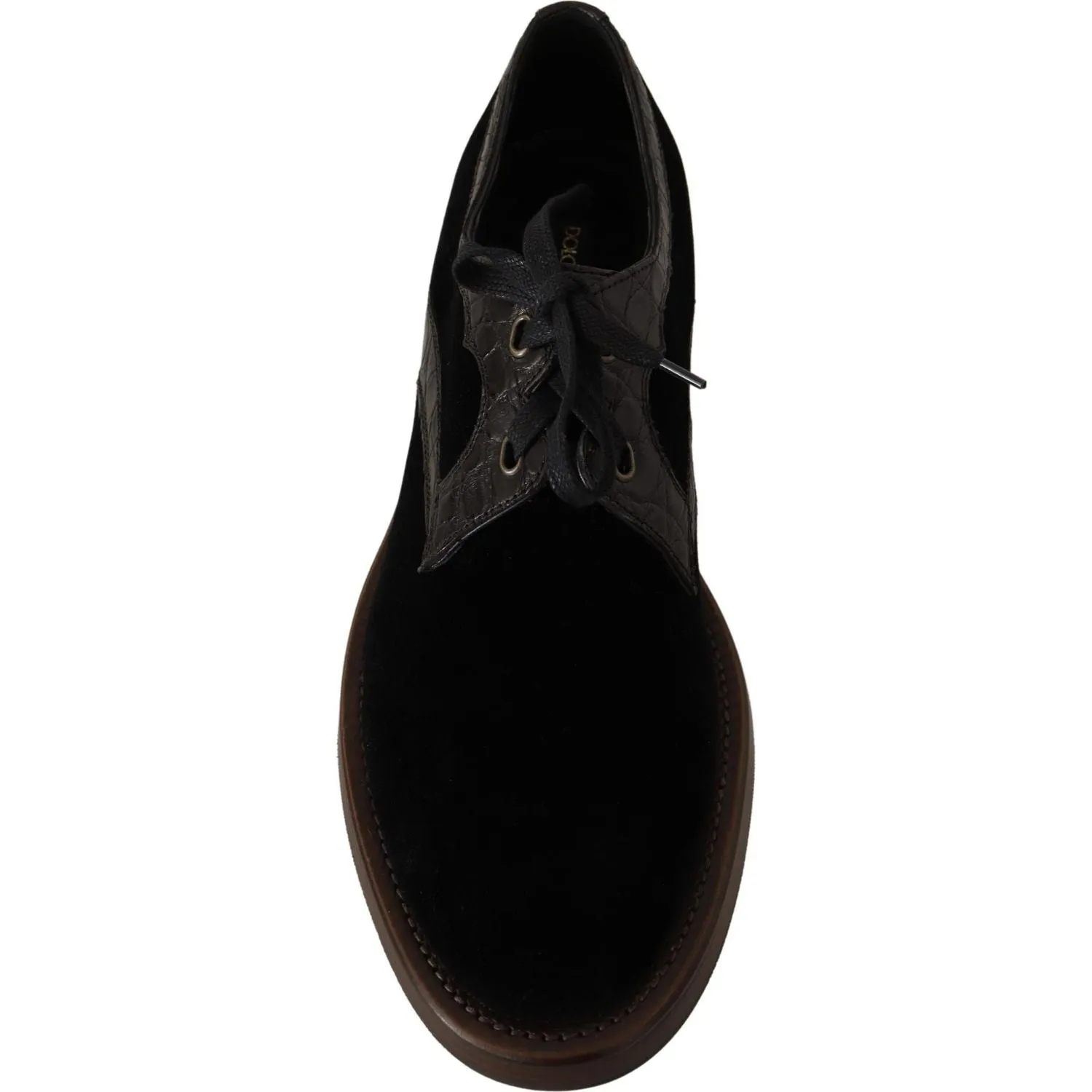 Dolce & Gabbana Elegant Black Velvet & Exotic Leather Dress Shoes