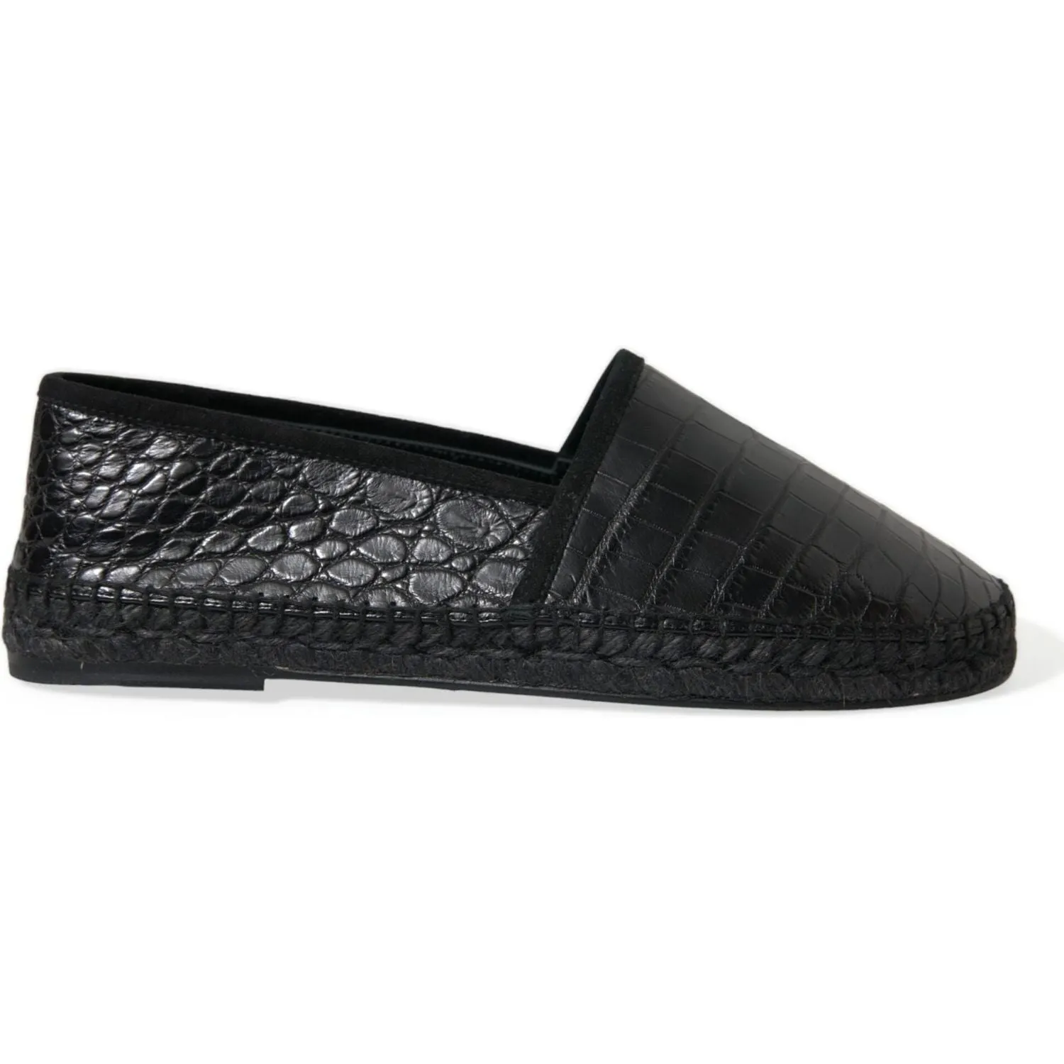 Dolce & Gabbana Exotic Black Leather Espadrilles