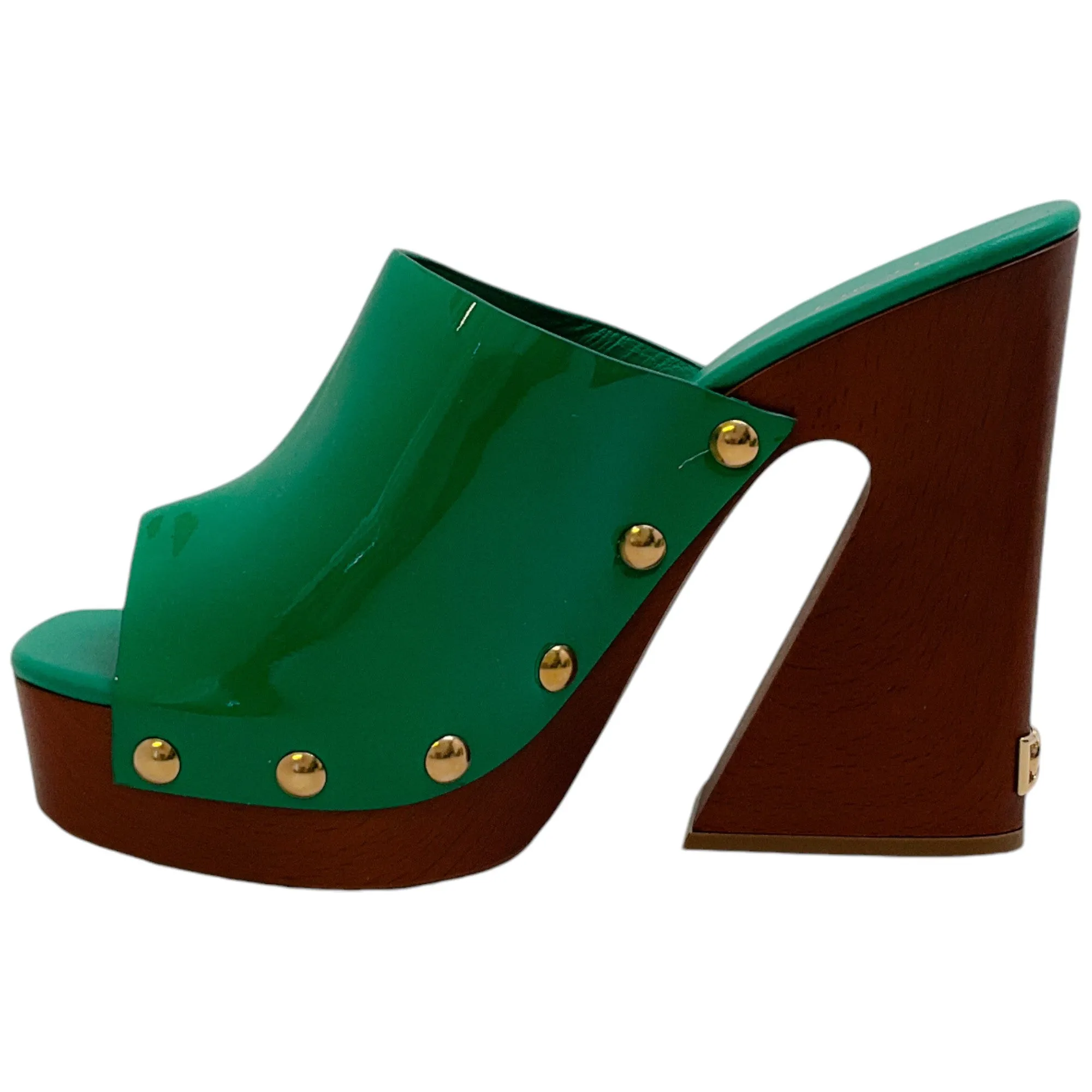 Dolce & Gabbana Green Patent Leather Platform Clogs