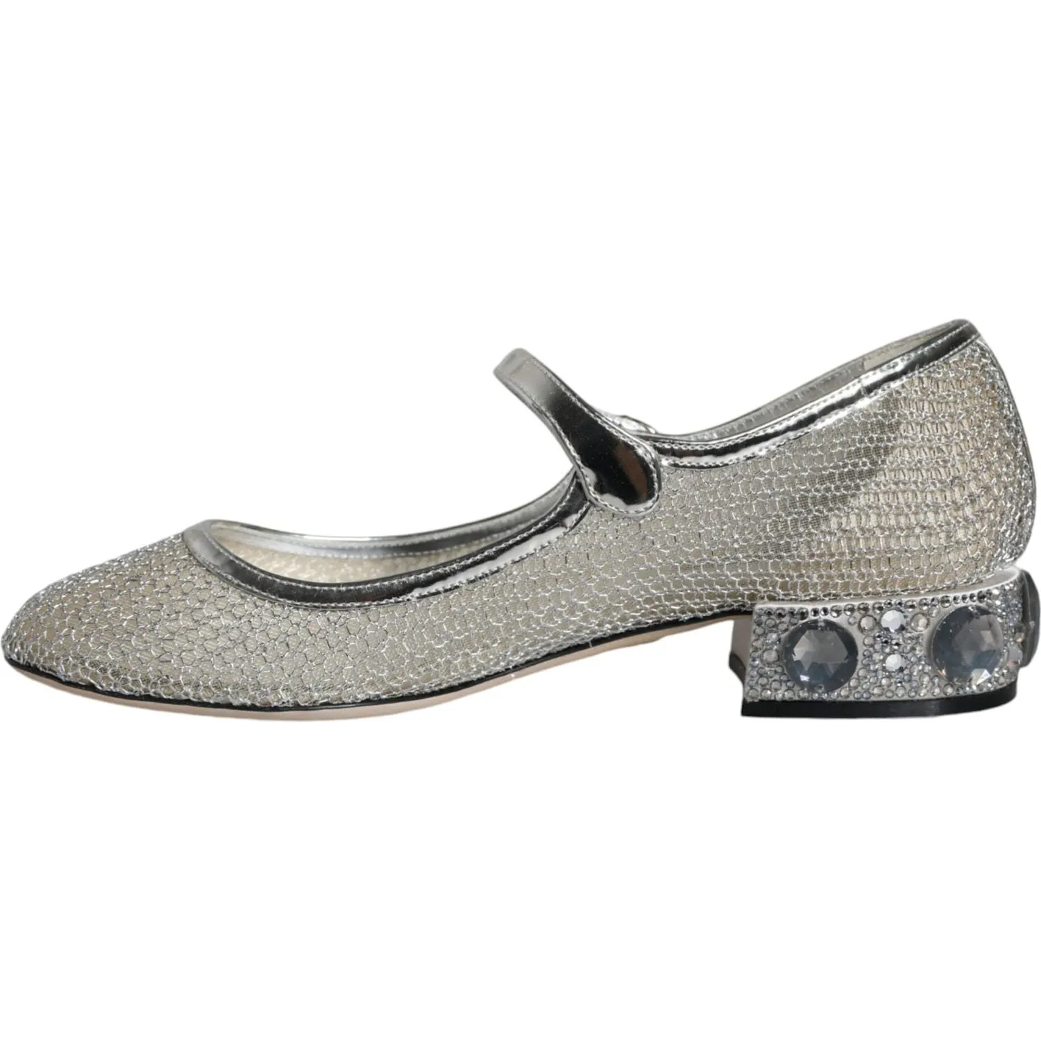 Dolce & Gabbana Silver Mesh Crystal Mary Jane Pumps Shoes