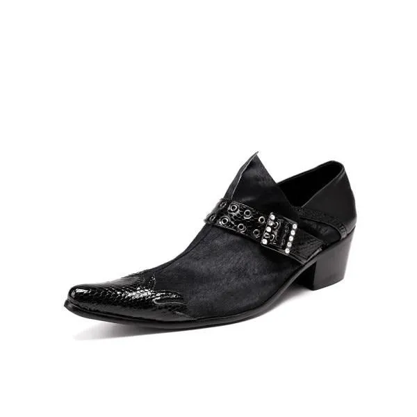 ExoticLux Leather Pointed Toe Dress Loafers