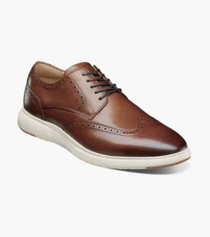 Florsheim Dash Wingtip Oxford Sneaker Shoe (Wide Width) - Cognac