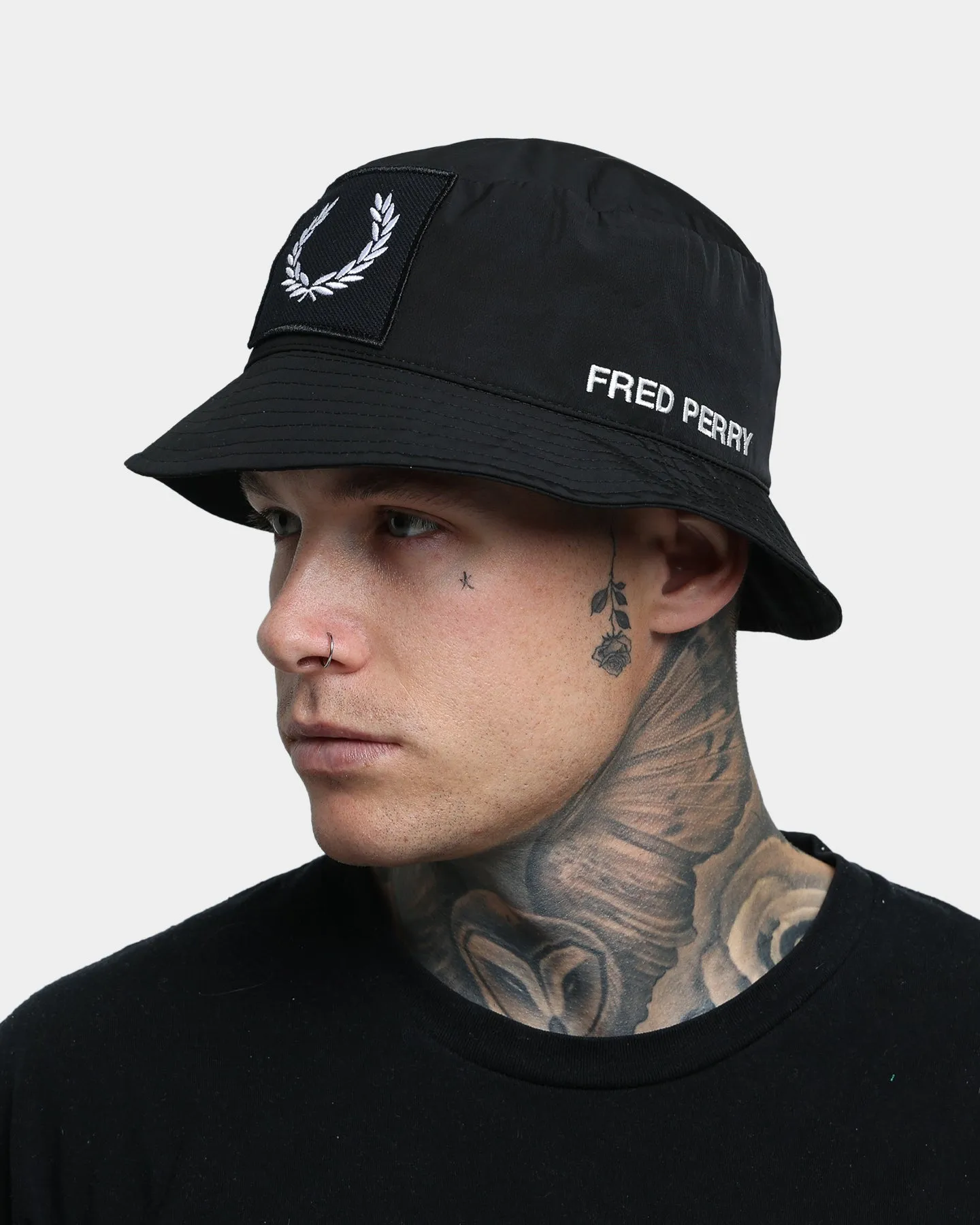 Fred Perry Laurel Wreath Branded Bucket Hat Black