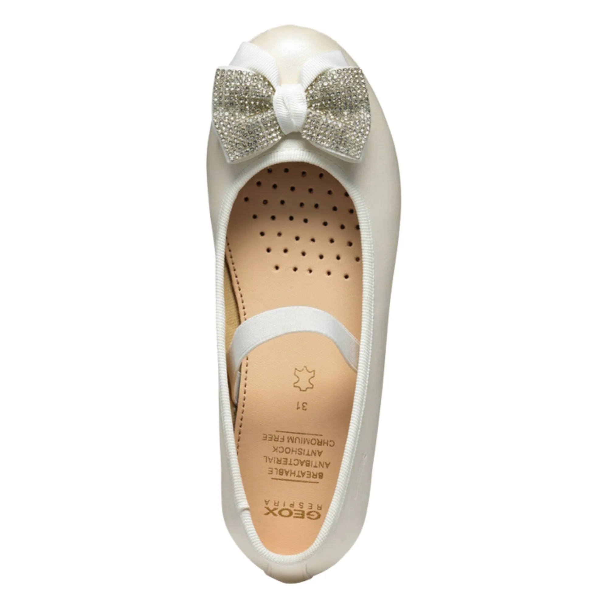 Geox Plie White Leather Ballerina