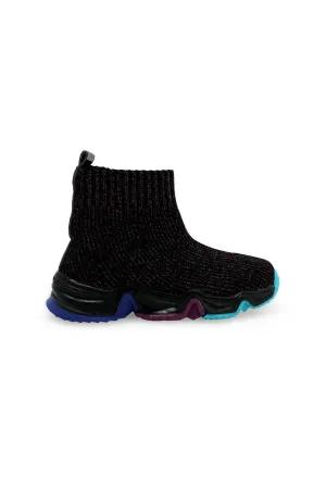 Girls Black Knitted High-Top Sneaker