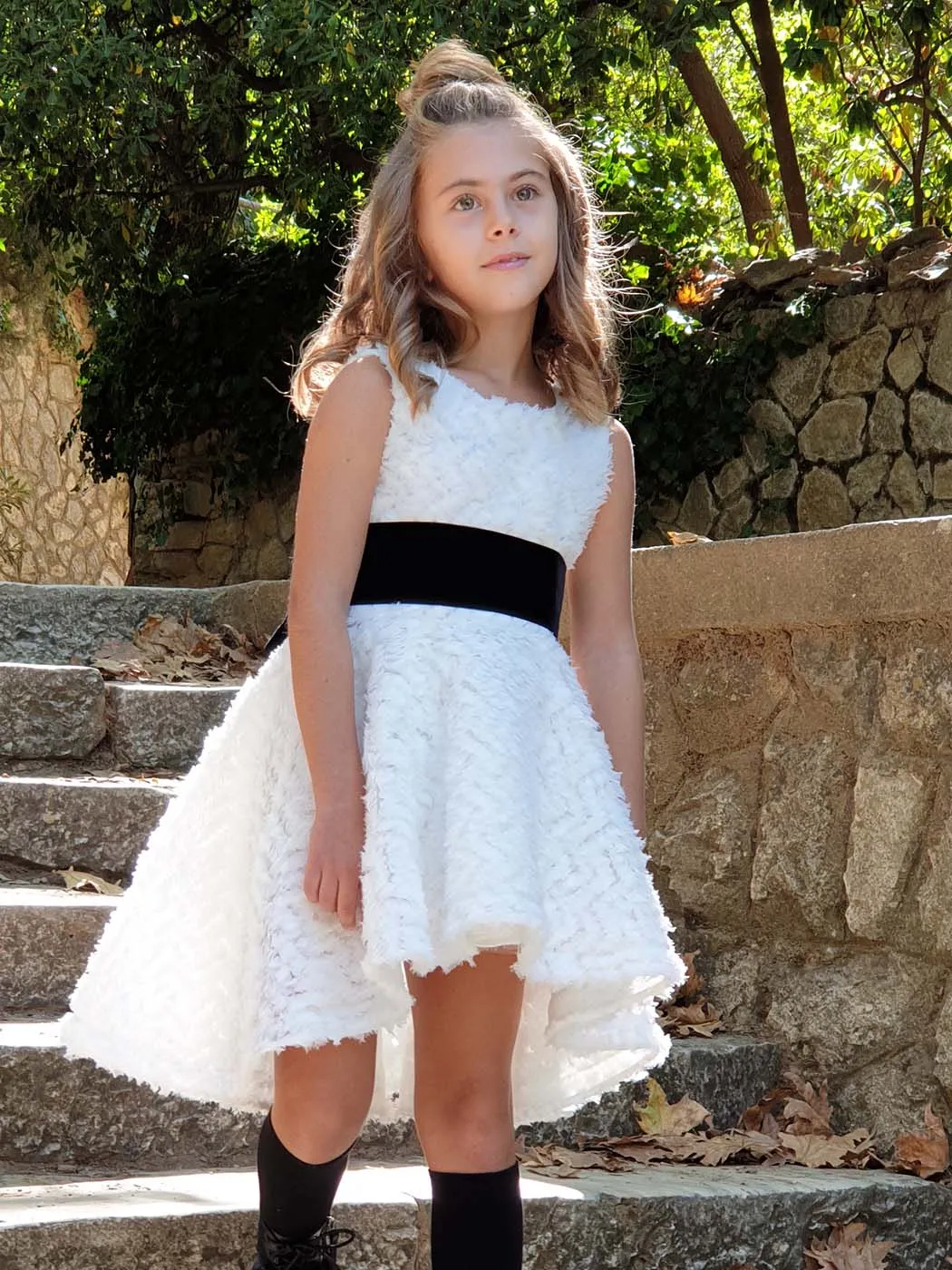 Girl's jacquard Dress - THEKLA White