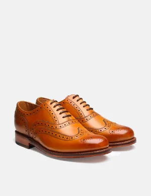 Grenson Stanley Calf Brogue Shoes - Tan