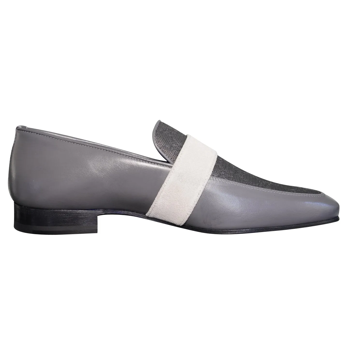 Grigio Logo Monk Strap Loafer With Gold Buckle