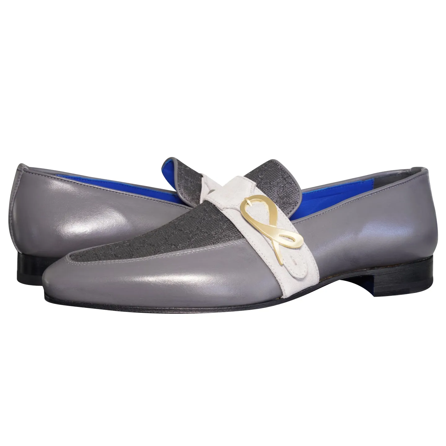 Grigio Logo Monk Strap Loafer With Gold Buckle