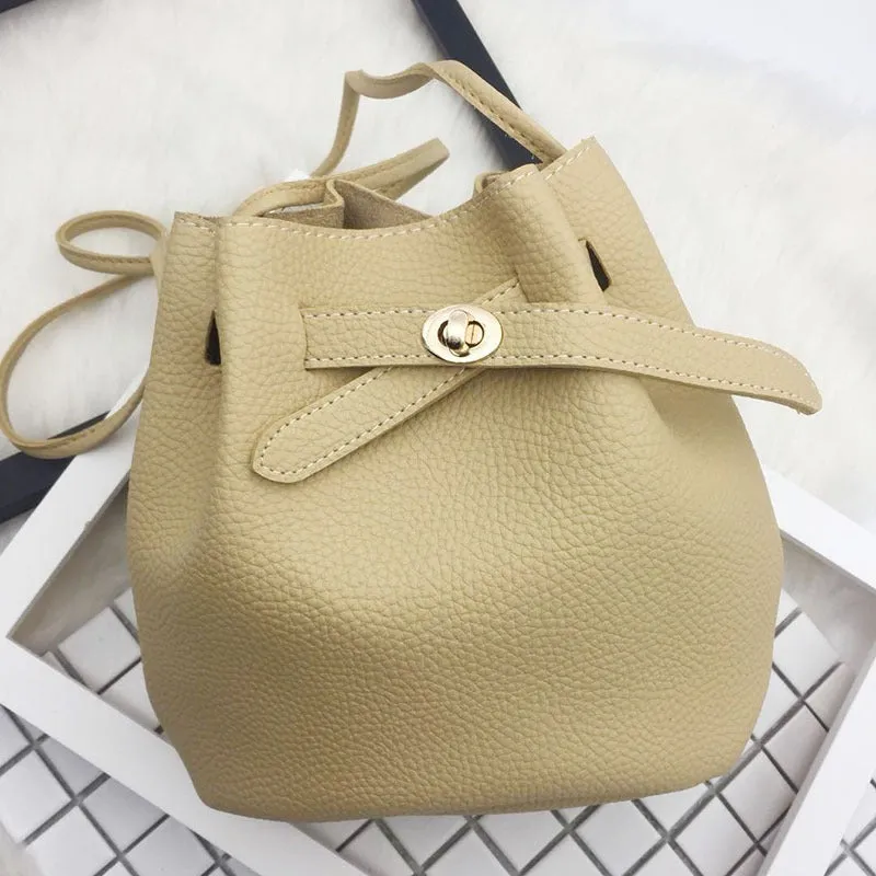 Guangzhou supply 2024 new simple bucket bag wide-band lock small bag Korean version casual solid color single shoulder