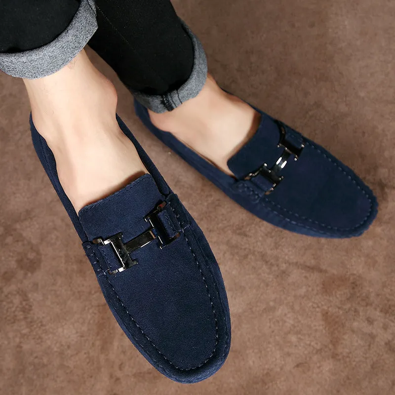 H Silver Suede Loafers Shoes