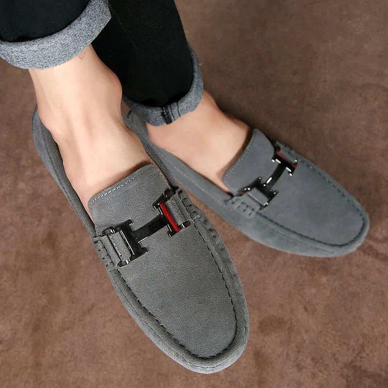 H Silver Suede Loafers Shoes