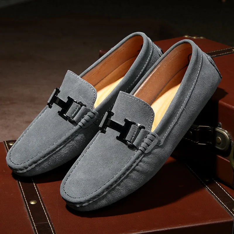 H Silver Suede Loafers Shoes