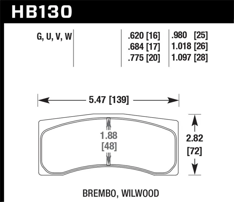 Hawk DTC-60 Race Brake Pads - AP Racing CP5779/5780/5788/5789/5836 / Brembo X2.023.21/24/X2.028.01/04 - HB130G.775