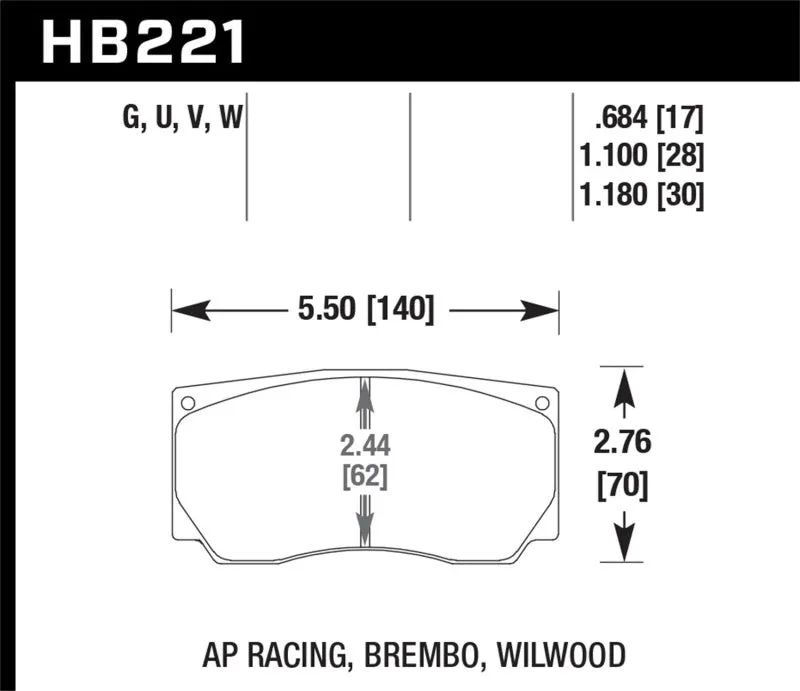 Hawk DTC-60 Race Brake Pads - AP Racing/Wilwood - HB221G1.18