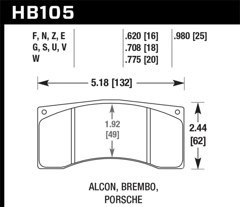 Hawk DTC-60 Race Brake Pads - Brembo/Alcon - HB105G.775