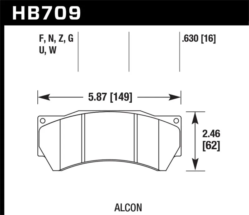 Hawk DTC-60 Race Brake Pads - Performance Alcon Mono 6, Model 4497 - HB709G.630