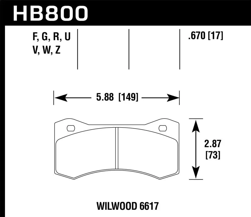 Hawk DTC-60 Race Brake Pads - Willwood 6617 - HB800G.670