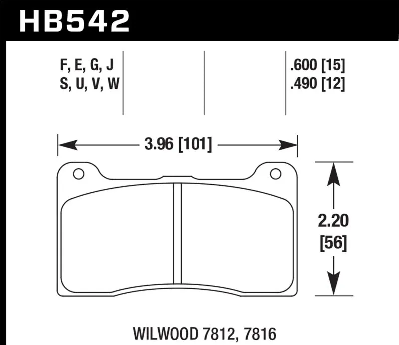 Hawk DTC-60 Race Brake Pads - Wilwood 15mm - HB542G.490