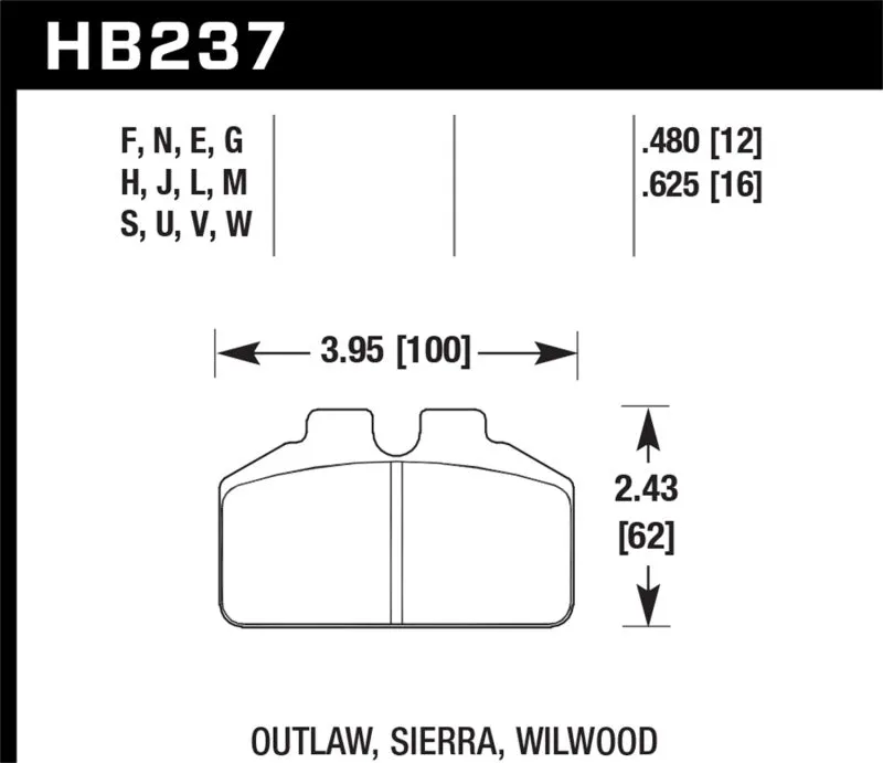 Hawk DTC-60 Race Brake Pads - Wilwood Dynalite w/ Bridgebolt Caliper - HB237G.480