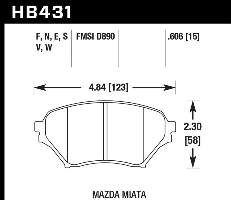 Hawk DTC-60 Race Front Brake Pads - 04-05 Mazda Miata - HB431G.606