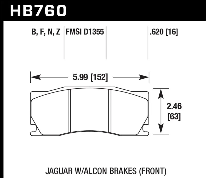 Hawk DTC-60 Race Front Brake Pads - 08-12 Jaguar XKR w/Alcon Brakes - HB760G.620