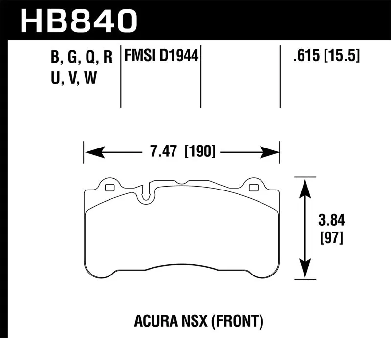 Hawk DTC-60 Race Front Brake Pads - 2017 Acura NSX - HB840G.615