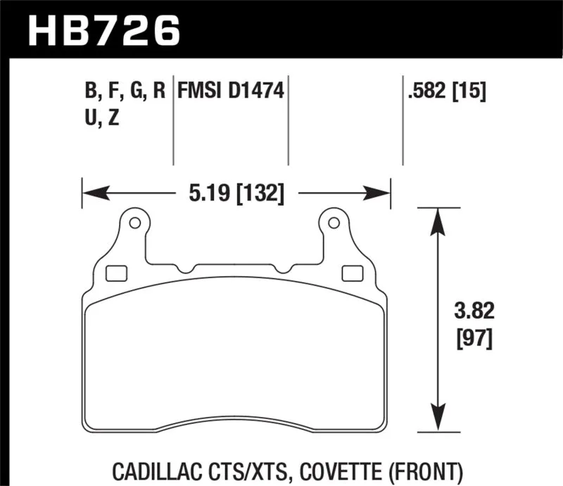 Hawk DTC-60 Race Front or Rear Brake Pads - 2014 Chevrolet Corvette - HB726G.582