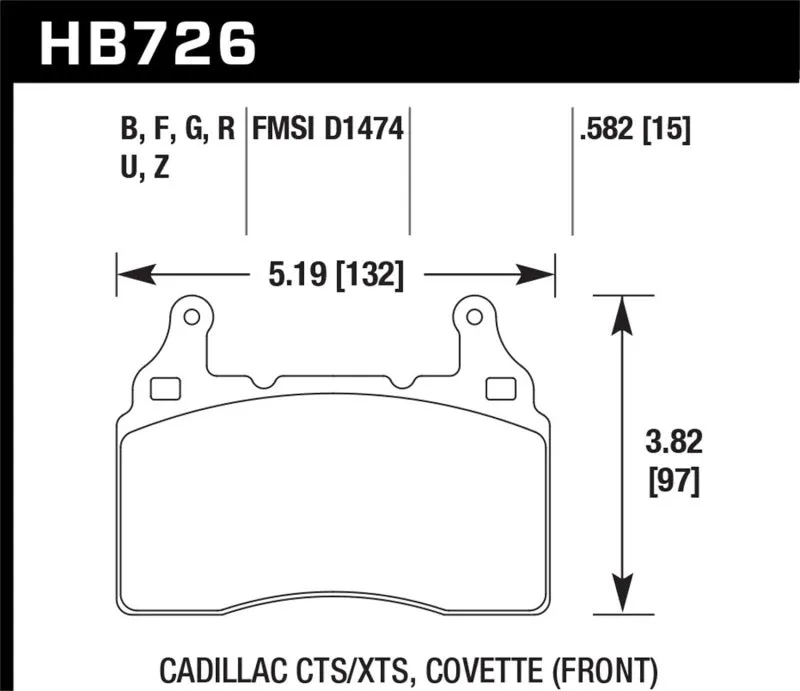 Hawk DTC-60 Race Front or Rear Brake Pads - 2014 Chevrolet Corvette - HB726G.582