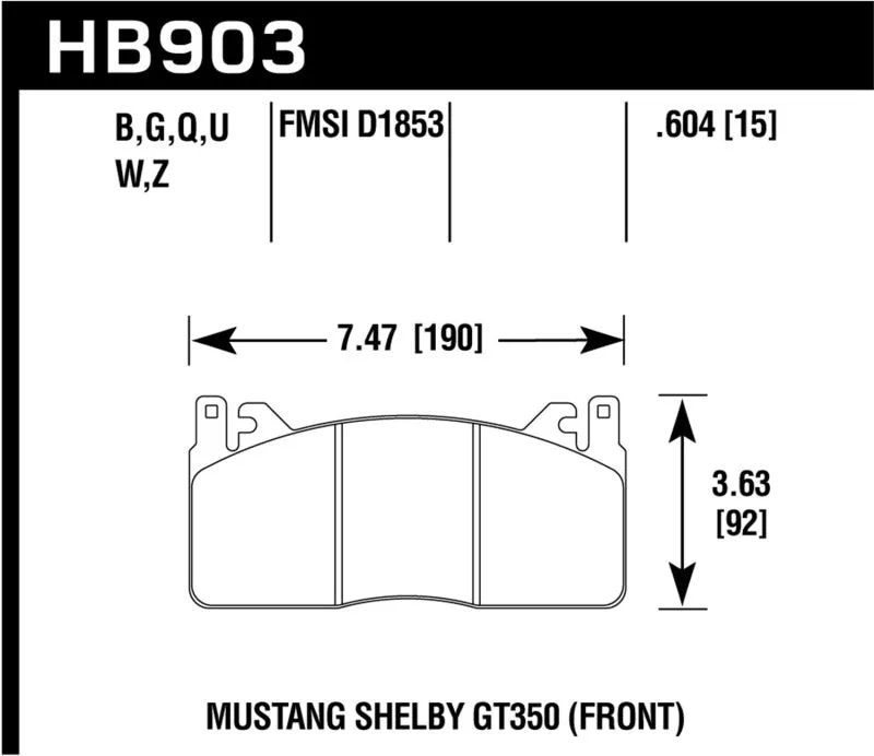 Hawk DTC-60 Race Front or Rear Brake Pads - 2015 Ford Mustang - HB903G.604