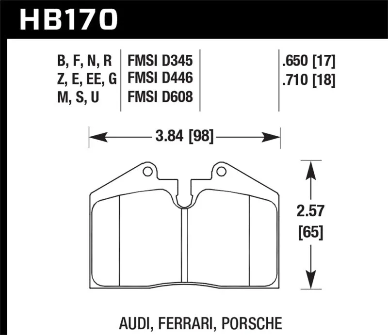 Hawk DTC-60 Race Front or Rear Brake Pads - 97-02 Ferrari Maranello - HB170G.710